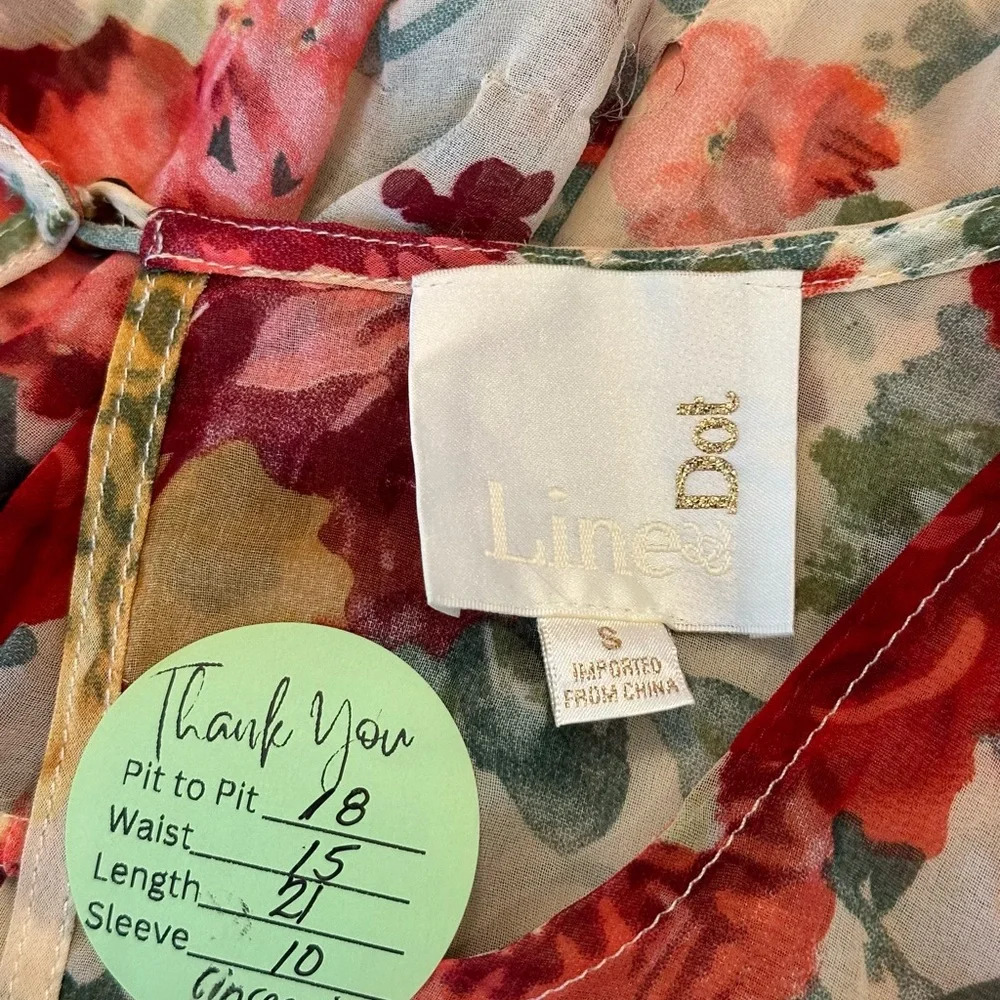 Line & DOT Sheer Floral Peplum Blouse - Picture 8 of 9